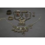 COLLECTION OF ANTIQUE 19th CENTURY BEDOUIN JEWELLERY INCLUDING 2 ORNATE NECKLACES, BANGLES AND AN