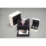 PANDORA GRAND CUSHION SWISS LADIES WATCH WITH BLACK DIAMOND WINDER. BOXED WITH PAPERS.