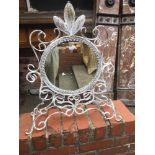 A PAINTED WROUGHT IRON MIRROR, height 62cm
