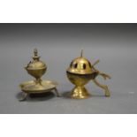 2 BRASS NEPALESE INCENSE BURNERS. Both 11cm high.