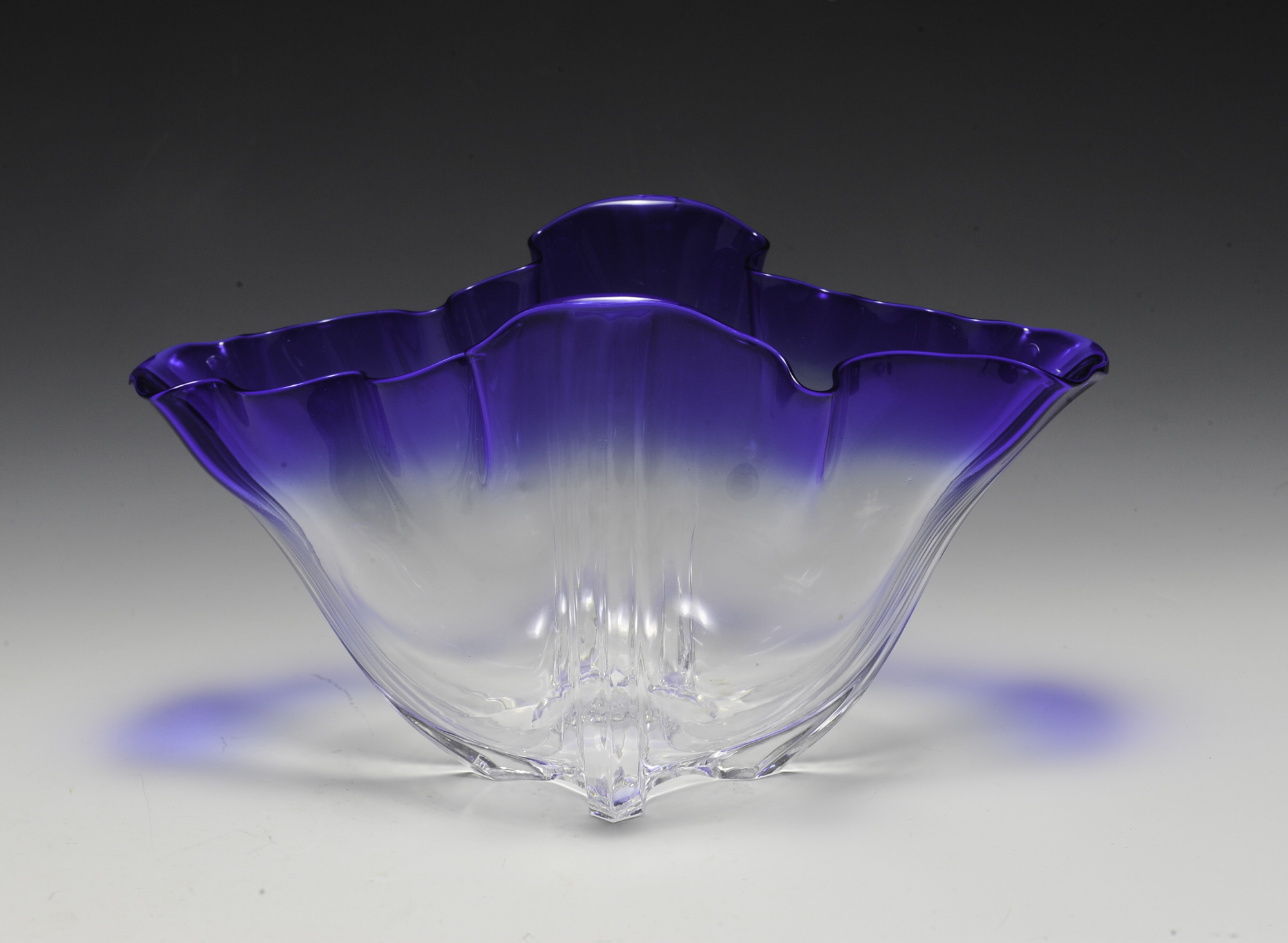 Steuben Handkerchief Vase with Blue Rim