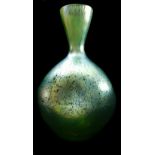 A Loetz iridescent blue on green dimpled bottle vase, 25.5cm high