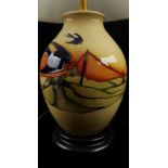 Kerry Goodwin for Moorcroft Pottery. A Swallow Birds Evening Air lamp base, with factory foot