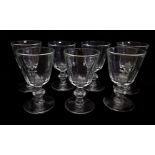 Seven La Rochere Perigord shape water glasses, of traditional rummer form, half fluted bucket on
