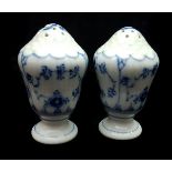 Royal Copenhagen - Two blue fluted plain pattern salt and pepper shakers, shapes 467 & 480, vase