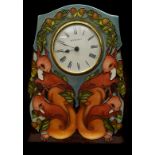 Vicky Lovett for Moorcroft Pottery. A Red Squirrel pattern clock of CL3 Shape, removable quartz