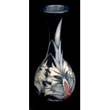Rachel Bishop for Moorcroft Pottery, Snakehead pattern on a tall bottle vase, dated '95, impressed