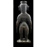 A Tamil bronze figure of a standing male, ornate casting on hemispherical base, probably 19th