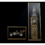 A clock collage, by S P Evans, in the form of Big Ben Clock tower, Westminster, London, made from