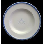 A Brown Westhead & Moore Masonic lodge soup plate, printed in blue, pattern no H5559, impressed