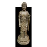 A Leonardo Collection bronzed resin figure, in the style of a Chinese standing Buddha, 65cm high