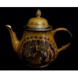 American Interest - An Arthur Wood Boston Tea Party teapot, printed in black with scene of a clock