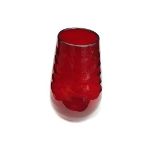 A large Whitefriars ruby coloured glass vase, with integral festooned decoration, polished