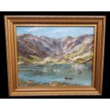 H Price - The Devils Kitchen, Llyn Idwal, Gwynedd, Wales, oil on board, signed and dated verso 1986,