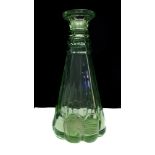 An English chrysoprase green conical decanter, c1840, well cut with faceting, 26.5cm high