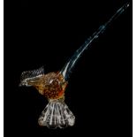 A Mid Century design, bubble glass figure of a pheasant, possibly Murano, 25cm high.