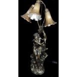 An Academy reproduction Art Nouveau table tamp, composition, formed as a young lady with flowers,