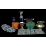 A group of glass items including a Bohemian baluster vase; a Moet & Chandon ice bucket;' Chance