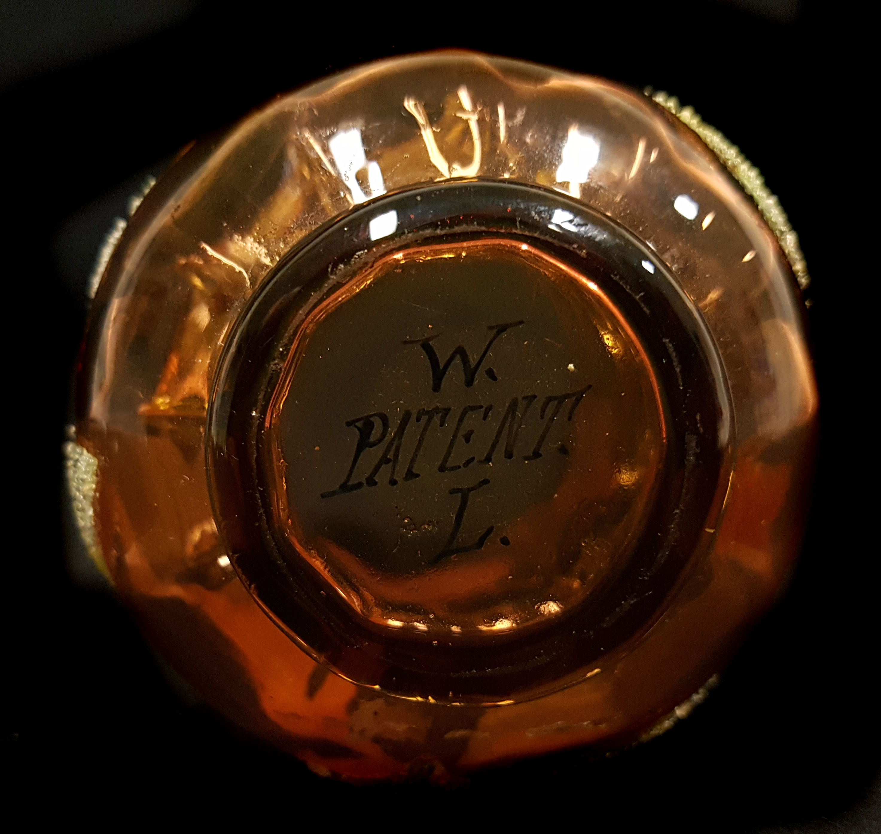 A coraline glass vase, the graduated ruby to amber glass decorated with fruiting branches, marked - Image 4 of 5