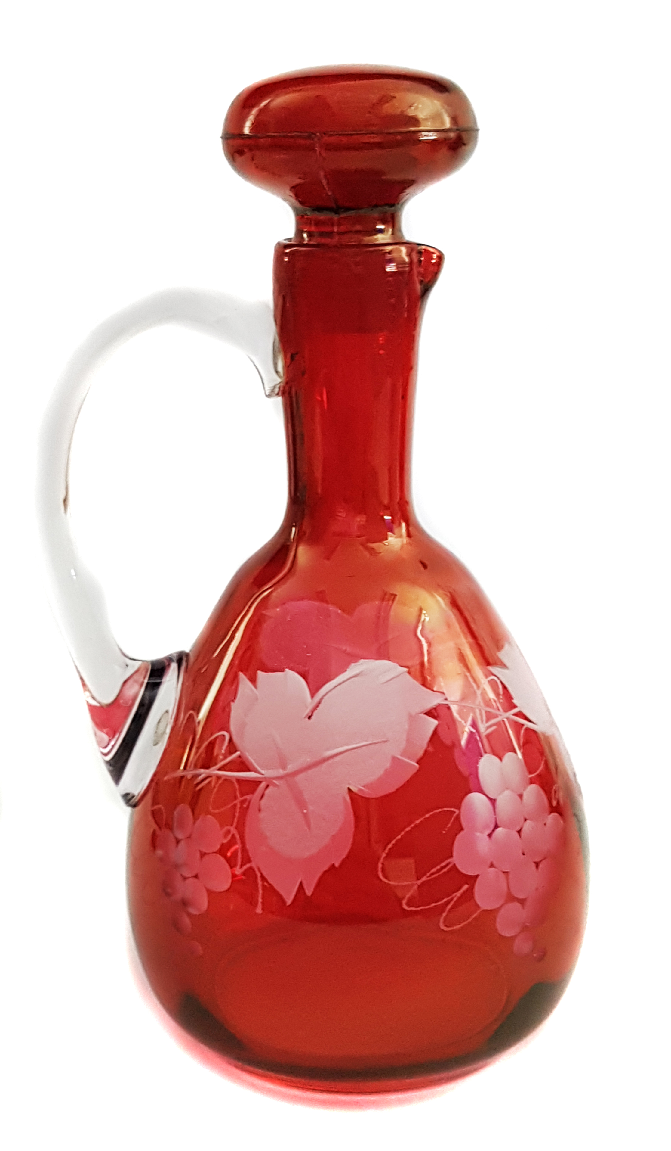 A group of ruby and cranberry coloured glasswares comprising a cranberry claret jug; two cut - Image 3 of 7