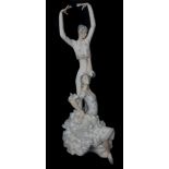 Fulgencio Garcia for Lladro porcelain, Flameco dancers figure group, No.4519, 50cm high, blue