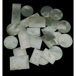 Twenty seven Chinese canton export mother of pearl gaming counters, various sizes (27)