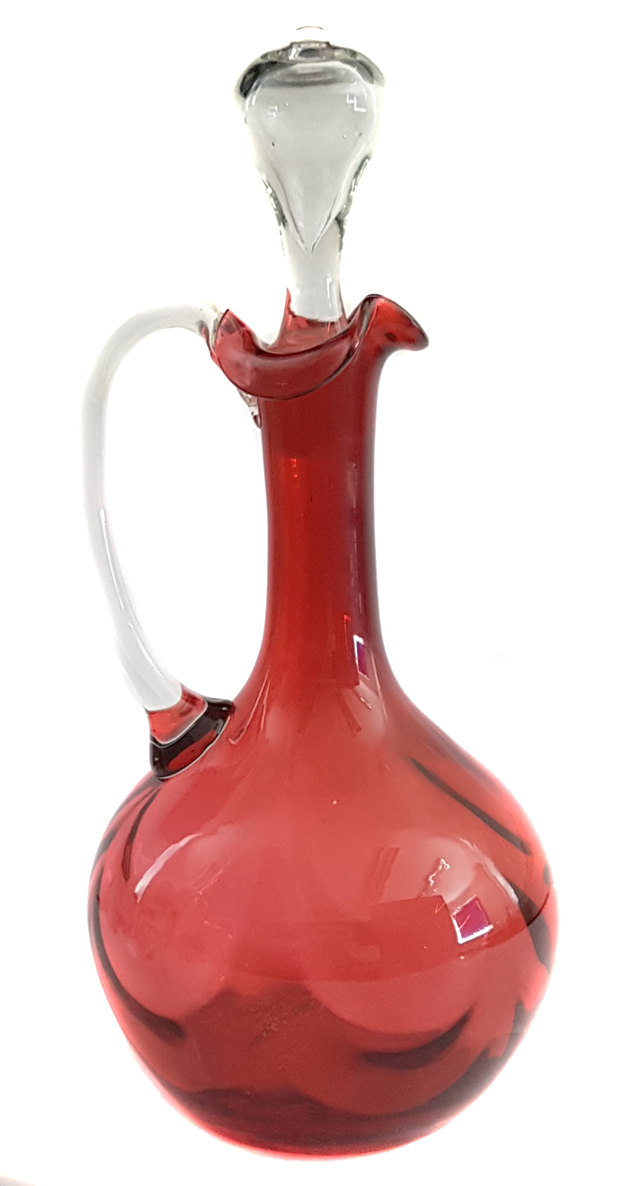 A group of ruby and cranberry coloured glasswares comprising a cranberry claret jug; two cut - Image 6 of 7