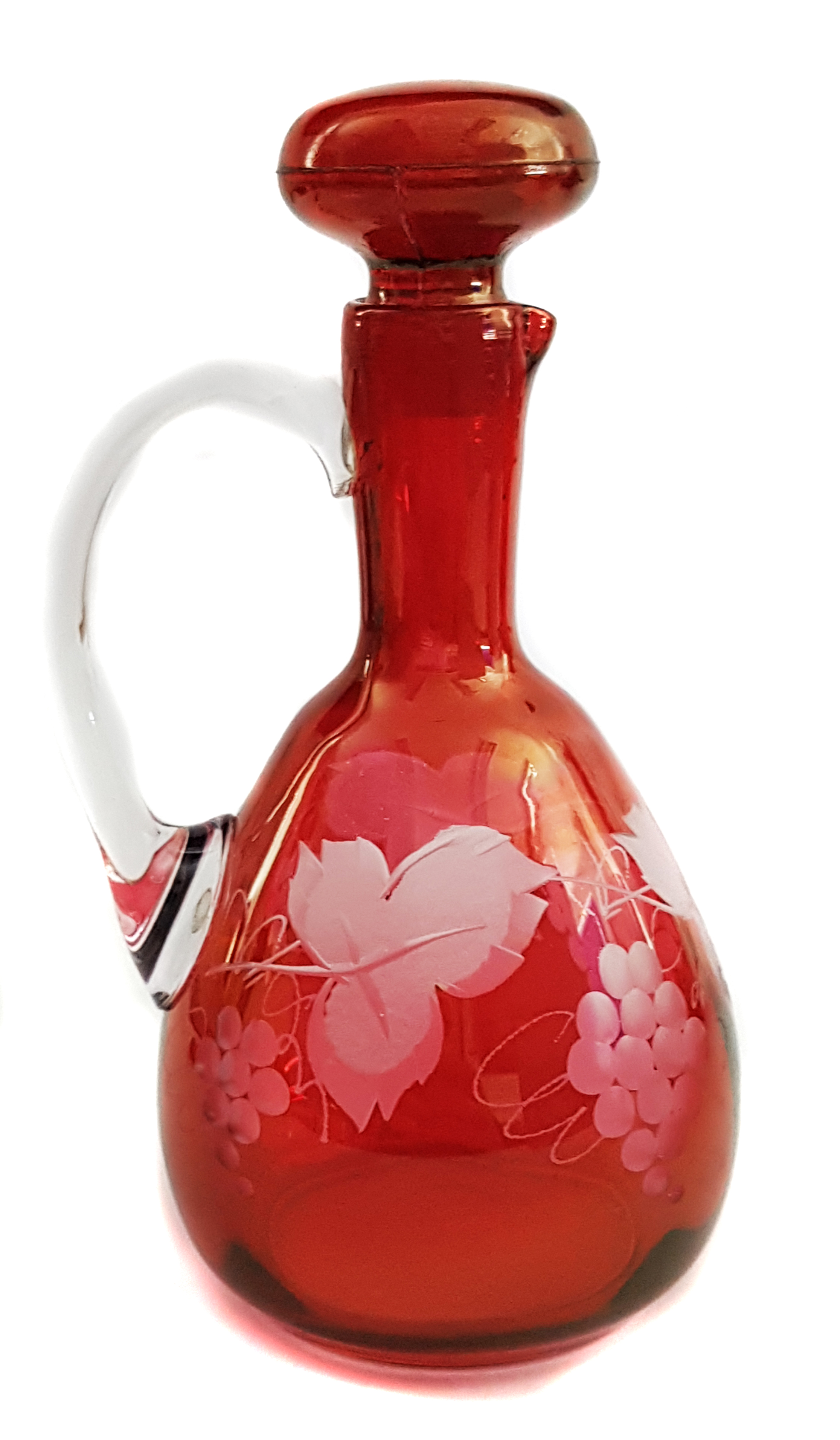 A group of ruby and cranberry coloured glasswares comprising a cranberry claret jug; two cut - Image 4 of 7