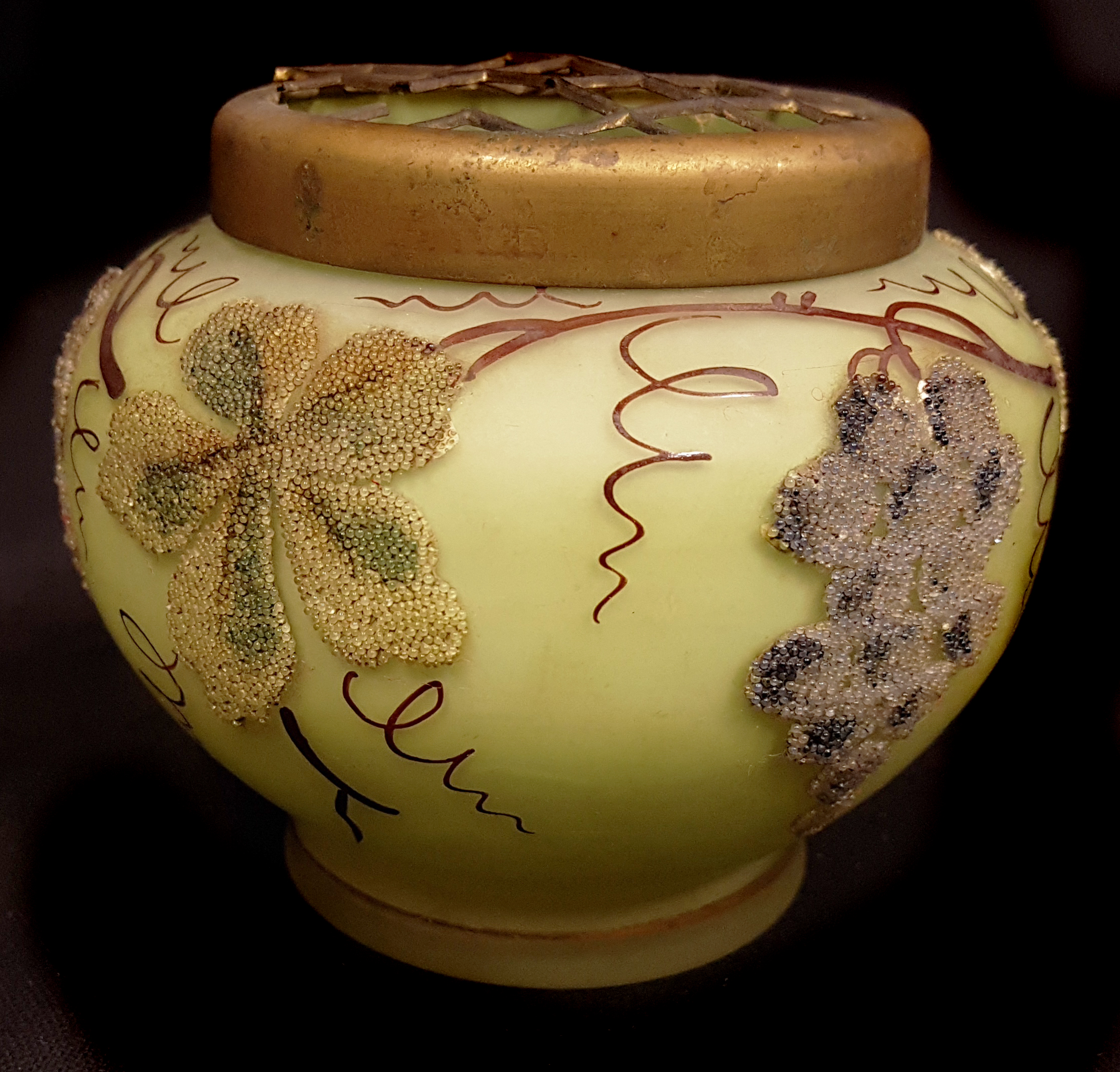 A coraline glass vase, the graduated ruby to amber glass decorated with fruiting branches, marked - Image 2 of 5