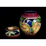 Rachel Bishop for Moorcroft Pottery - A Plevviana pattern small ginger jar and cover, dated 2003,