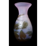 Emile Galle - An aquatic cameo glass vase of ovoid form with flared neck, the body of opal in deep