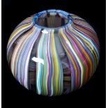 Timothy Harris for Isle of Wight Glass - A small globe zanfirico glass vase, 2003-2007, 8cm high