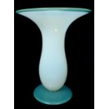 Steuben - An American opaline glass vase, of tulip form with flared spreading upper rim edged in