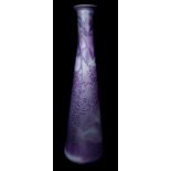 Alain Rene Cheval - A flask form cameo glass vase, frosted white ground overlaid in amethyst glass