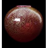 Jonathan Harris for Isle of Wight Glass - A small globe tapestry glass vase, 2007-2009, gold on