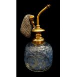 R.Lalique France - An Epines pattern perfume atomiser, the glass body stained in blue, gilt metal