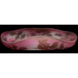 Charles Vessiere, Nancy, France - An unusual cameo glass pen tray, of canoe form, decorated with