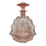 Moser - A Royalit Art Deco decanter and stopper of stepped Christmas tree form acid etched oval