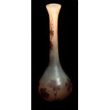 Legras, St Dennis, Paris - A large cameo and enamelled bottle form glass vase, the ground of