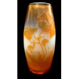 Muller Croismare, Nancy - A cameo glass vase, of bullet form the body of frosted white cased in