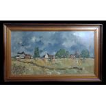 Norfolk Village, oil on board, signed with monogramme, artist name and address in Burnham
