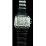A ladies Cartier Santos Galbee, ref no.2423, stainless steel, grey dial with automatic movement