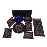 Chance Glass, Ten items of Intaglio pattern table glass, in ruby and cobalt blue (10)