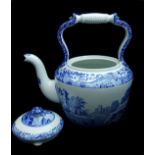 A Spode Pottery blue italian pattern large size display tea kettle and cover, C1816Y, 32cm high