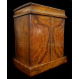 A figured walnut table cutlery cabinet, of rectangular section with hinged top compartment over