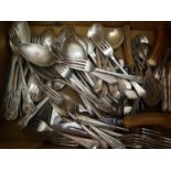 A quantity of silver plated flatware, mostly a Mappin and Webb part service; faux bone handled