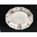 Two Royal Doulton Old Leeds Spray pattern graduated meat plates, 44.5cm and smaller; and a Royal