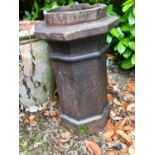 A brown terracotta pottery chimney pot, of octagonal section, 70cm high x 307cm diam VIEWING