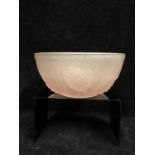 Jobling Glass - An Art Deco rose pink coloured glass bowl, Fircone pattern, pattern number 5000,