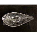 Vicke Lindstrand (1904-1983) for Kosta - A colourless Fish form bowl with bubble inclusions,